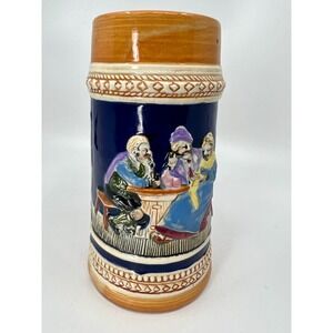 VINTAGE BEER STEIN/MUG MADE IN OCCUPIED JAPAN HAND PAINTED RAISED ARTWORK DESIGN